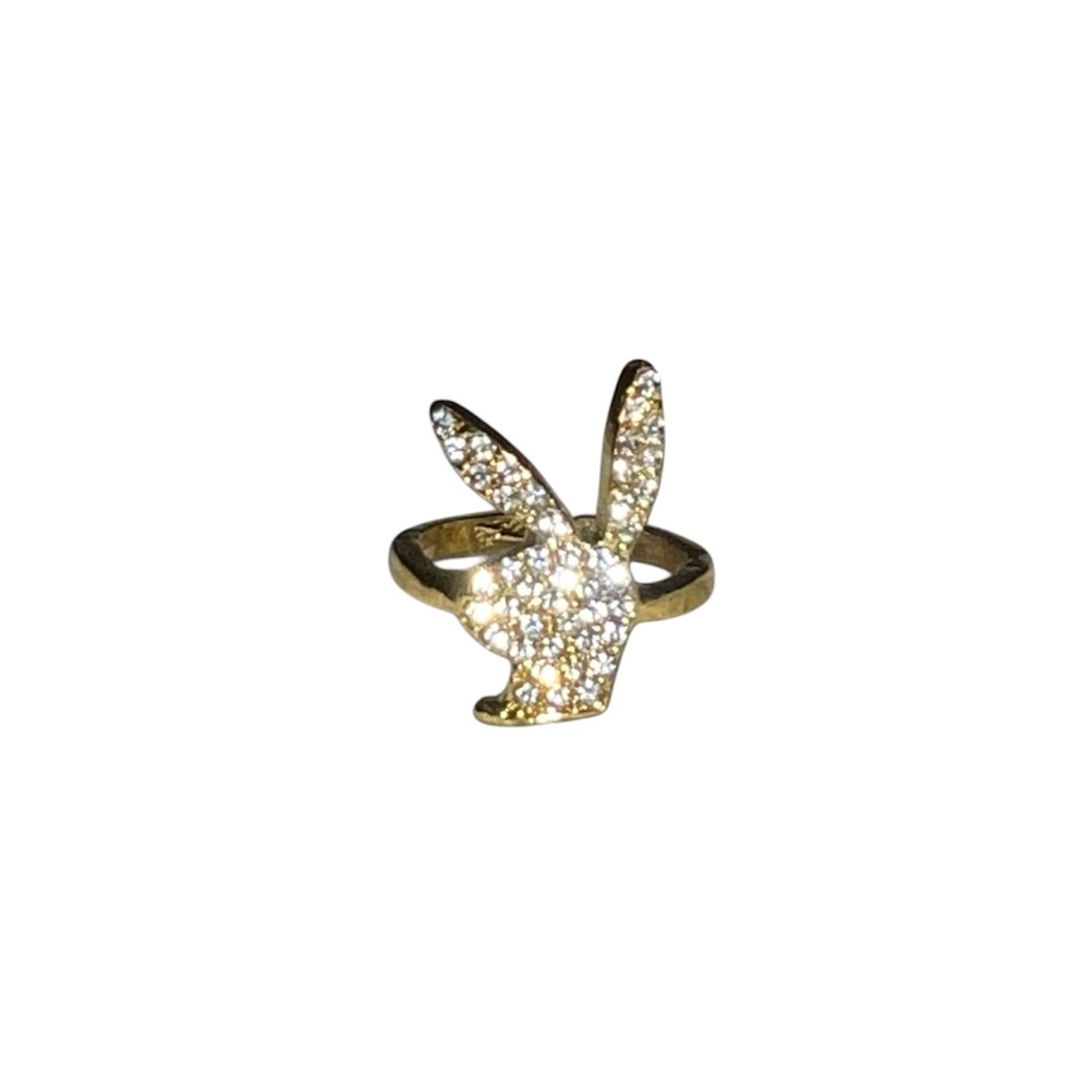 Playboy Adjustable Gold Tone Ring Y2K Fashion Jewelry Bling 2000’s Inspired